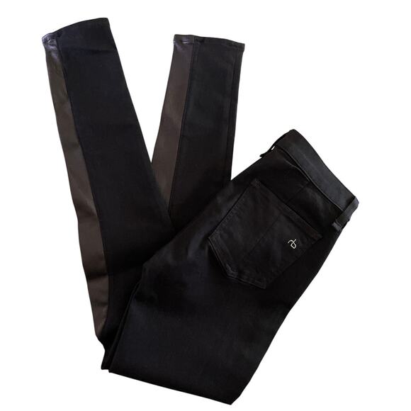 Rag & Bone Midnight Lambskin Inset Jodhpur Skinny Jeans 25 - Picture 8 of 10